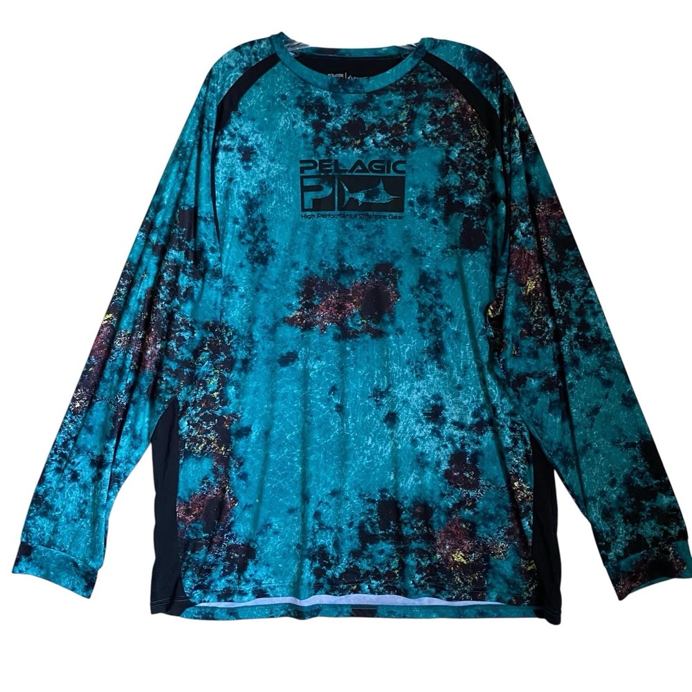 Pelagic Vaportec Performance Top Shirt Men 3XL Teal Marlin Fishing Rash Guard